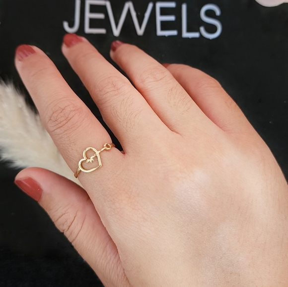 Heart and Key Ring 18K Real Saudi Gold - Picture 4 of 5